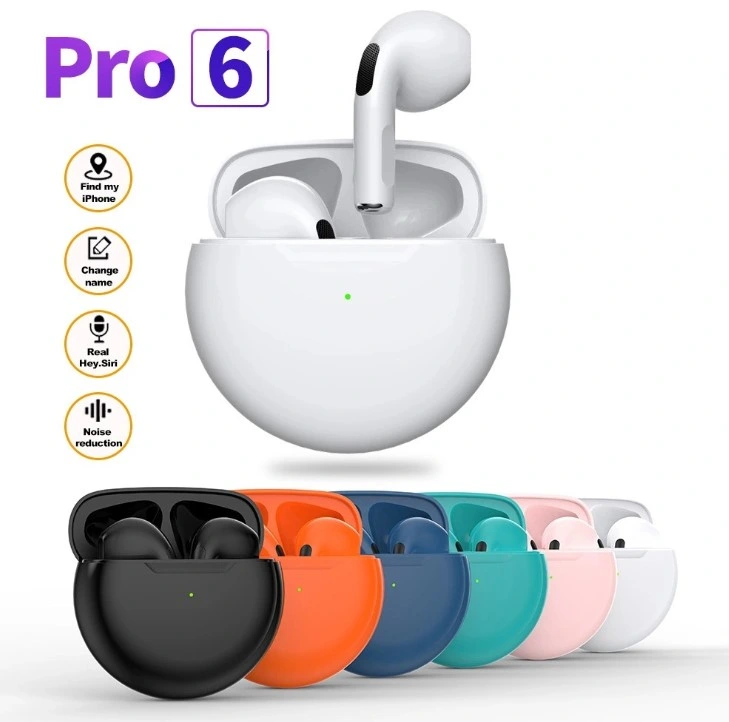 Bluetooth Headset with Microphone Tws PRO6 Earbuds Noise Reduction Running Earpieces for Xiaomi Huawei iPhone