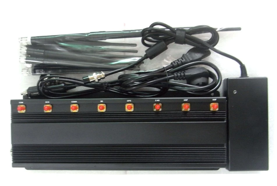 8-Antenna Jammer for 2g 3G 4G 2.4gwifi Remote Control GPS VHF UHF Lojack