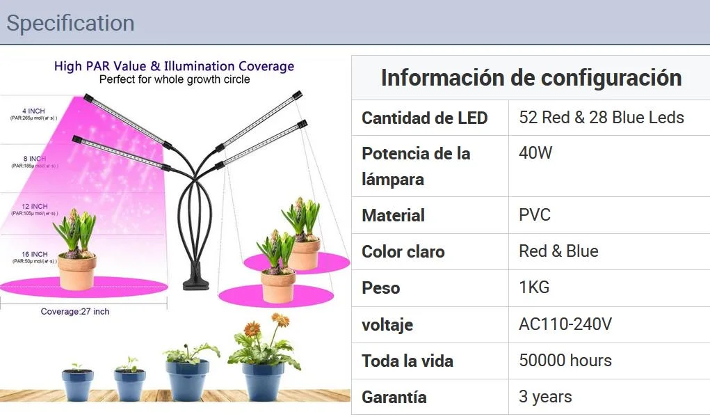 Lebekan Indoor Plants for Family Grower Desk Light 3 Heads Flexible USB Charger LED Grow Lights