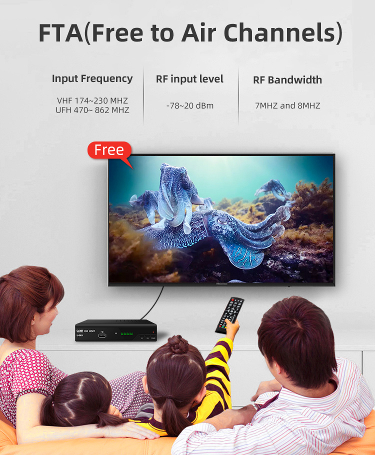 Hot Selling HD Freeview DVB-T2 Set Top Box with Youtube Megogo H. 265 Encoder