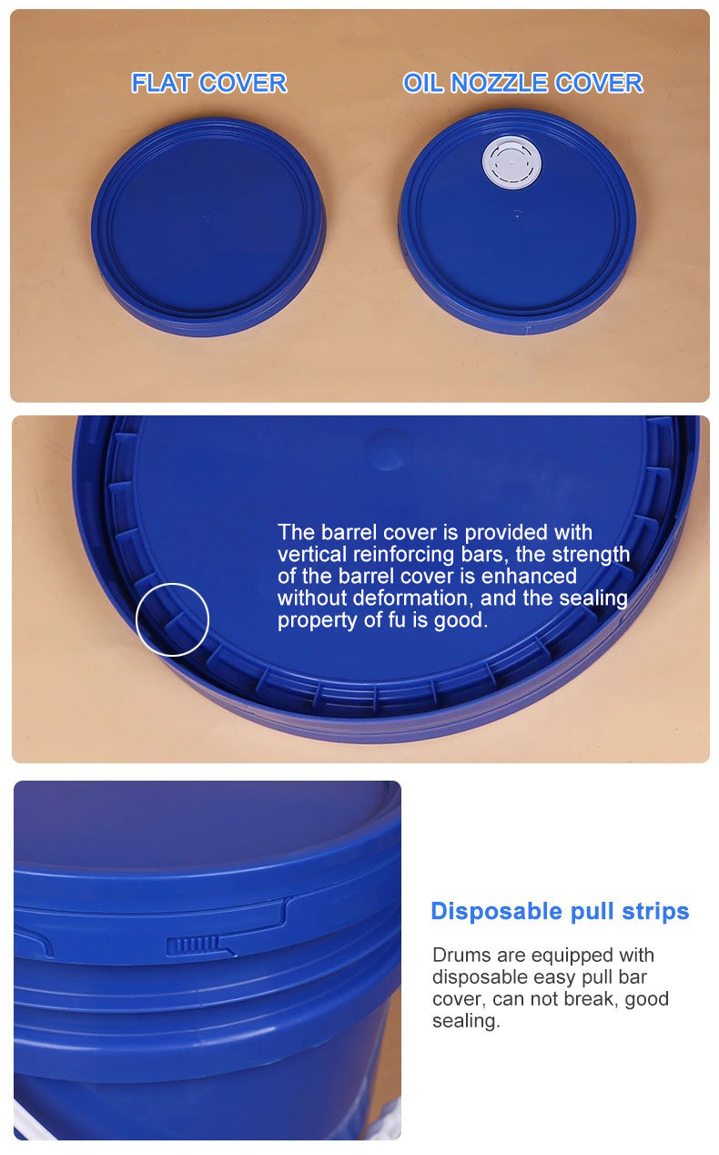 20L 5 Gallon Plastic Bucket and Transparent Pail with Lid for Packaging
