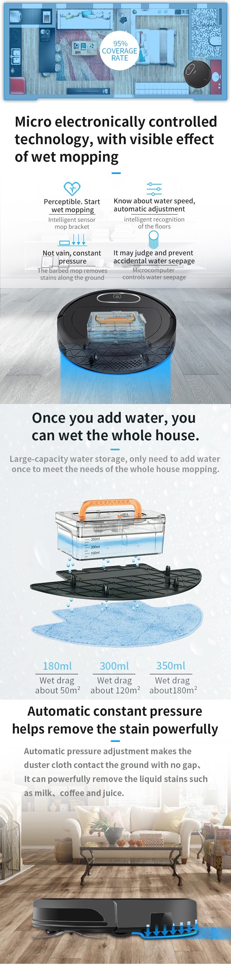 Household Combocarpet Cleaning Robot with Robot Mop Best Robot Vacuum and Mop