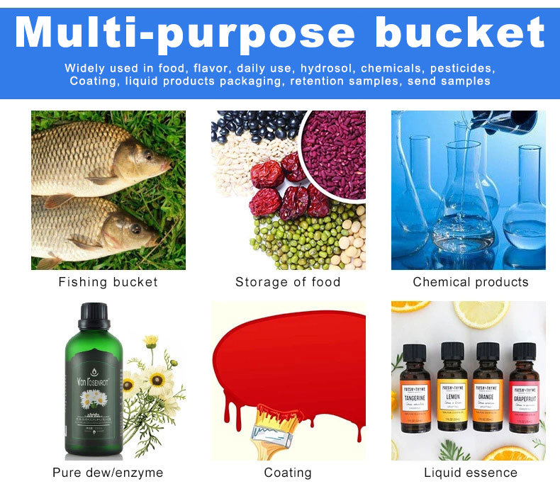 5 Gallon Screw Lid Plastic Bucket Pail 1L-25L Round Paint Pail