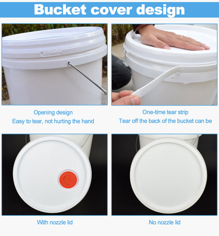 5 Gallon Screw Lid Plastic Bucket Pail 1L-25L Round Paint Pail