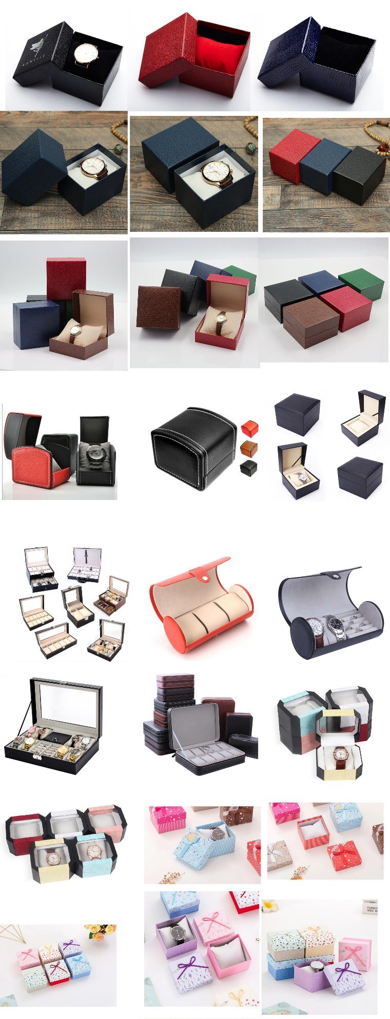 Custom and Wholesale Flip-Open and Arc-Shaped Single Watch Box, New Style Lichee Pattern Flip-Open Watch Box