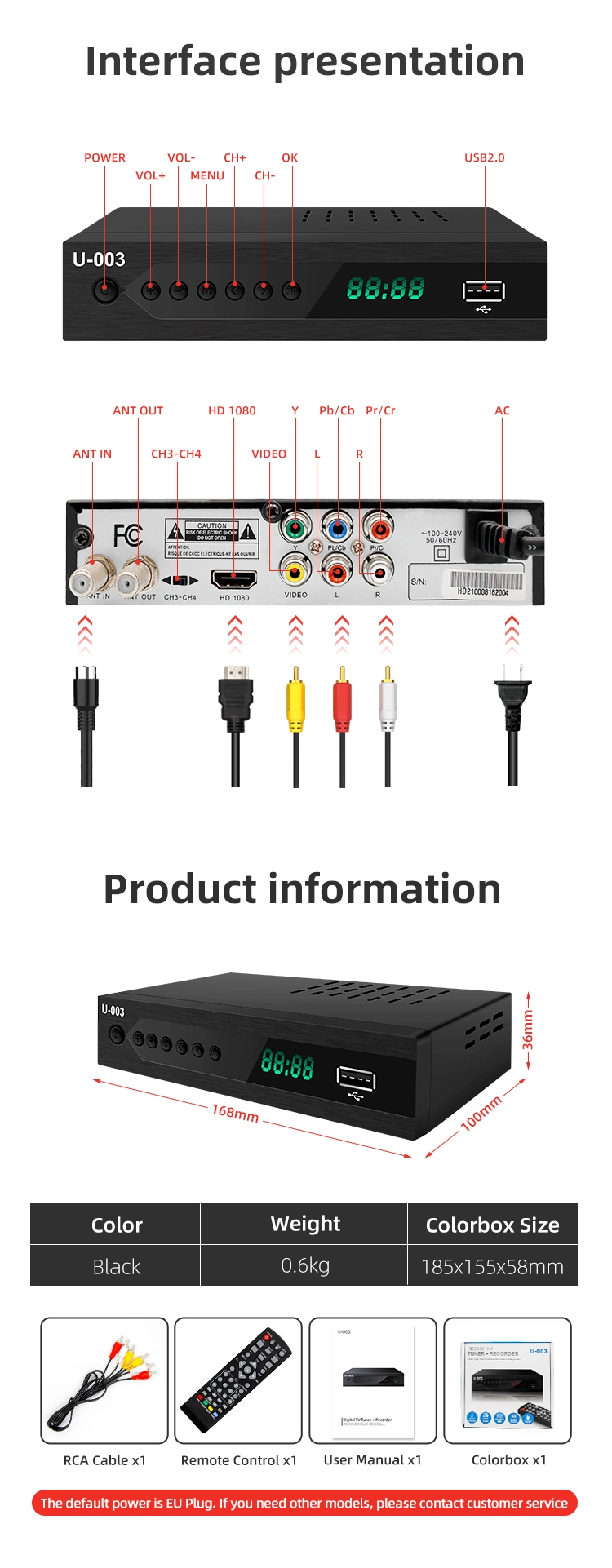 HD Set Top Box TV ATSC Converter for North American ATSC Modulator