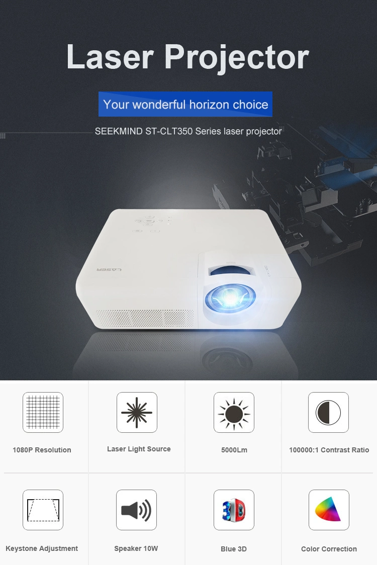 Top Quality Multimedia Blue 3D DLP 5000 Lumens Short Throw Laser Projector