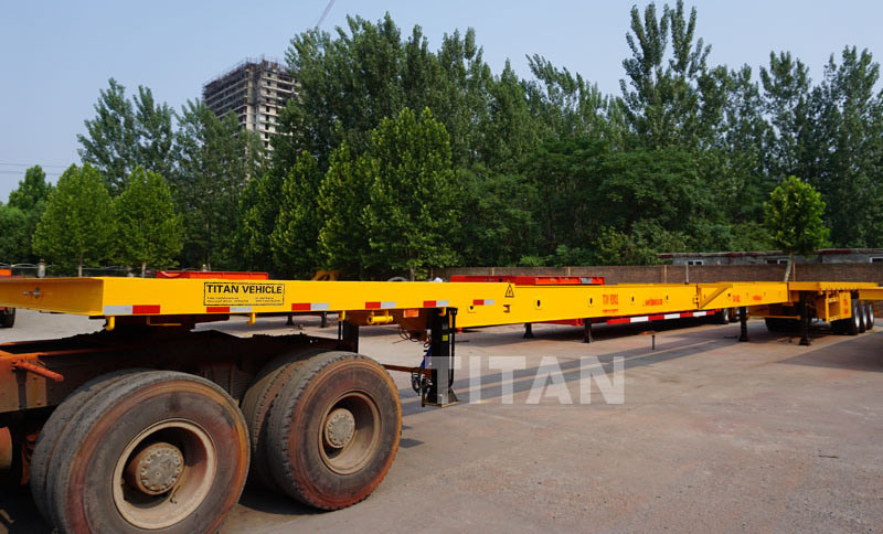 20FT 40FT Shipping Container Transport Semi Truck Trailer 3 Axle Used Flatbed Trailer for Sale/Flatbed Trailer with Front Wall Tri Axle 40FT Flat Bed Trailer