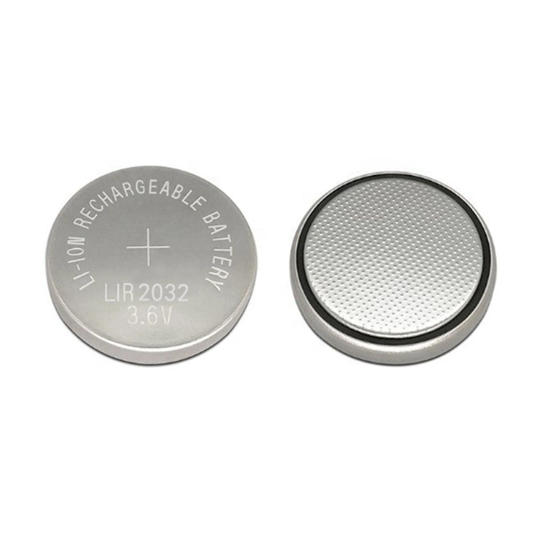 Manufacture/Factory Price Lir2032with Rechargeable Button Cell Battery Lir2032 3.6V 40mAh Rechargeable Batteries Lithium Coin Cell Button Battery Replaced