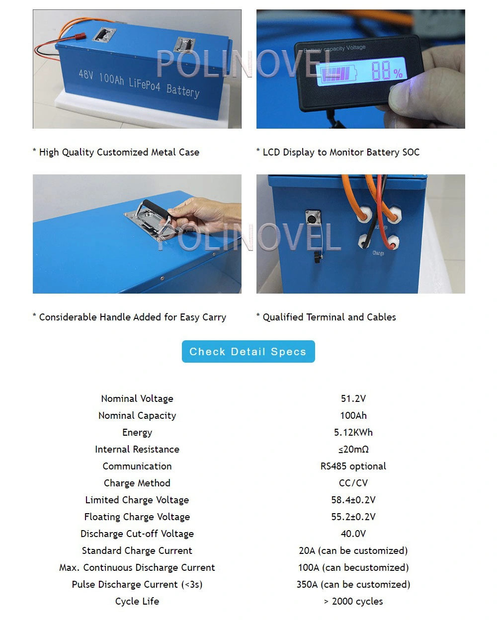 Polinovel 5kwh Solar House Batteries Backup for Home to Replace Tesla Powerwall Energy Storage
