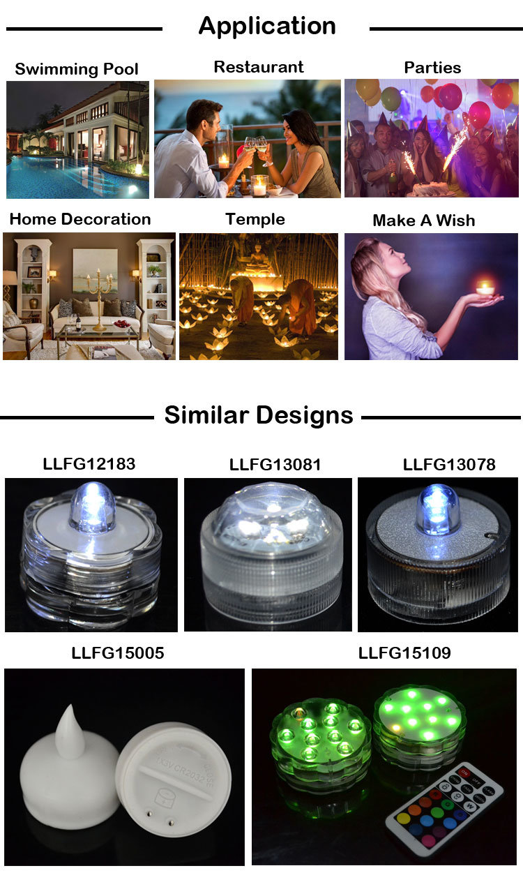Linli Waterproof Submersible LED Glow Light up Flashing Candle Light, Glitter Candle