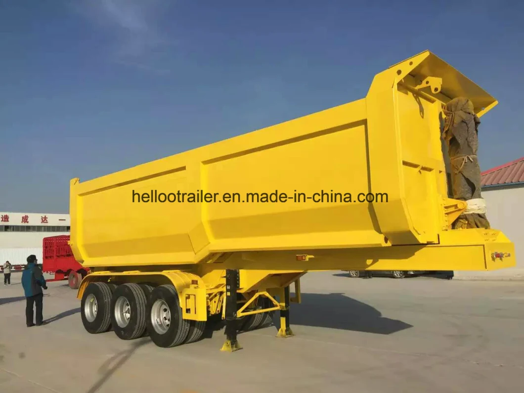Tri Axles Dump Semi Trailer Hyva Cylinder U Shape 3 Axles Rear Tipping Truck Trailer