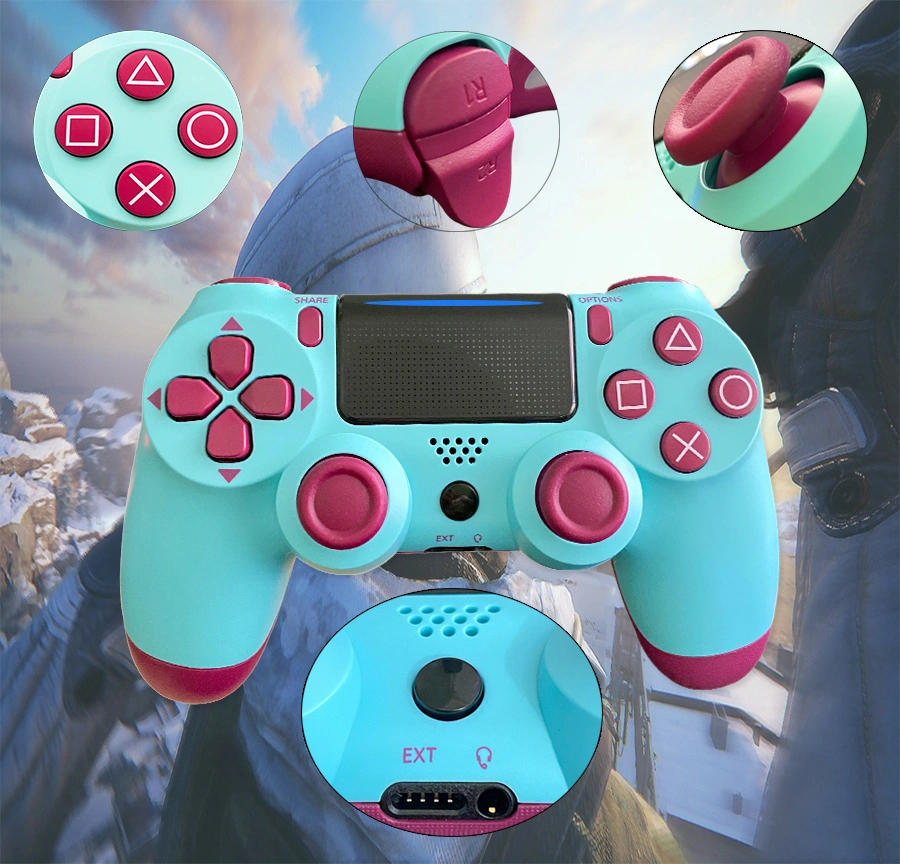 Byit 3D Illusion Sony PS4 Console Controller Wireless Original Controller Wireless Light Controller Blue Berry