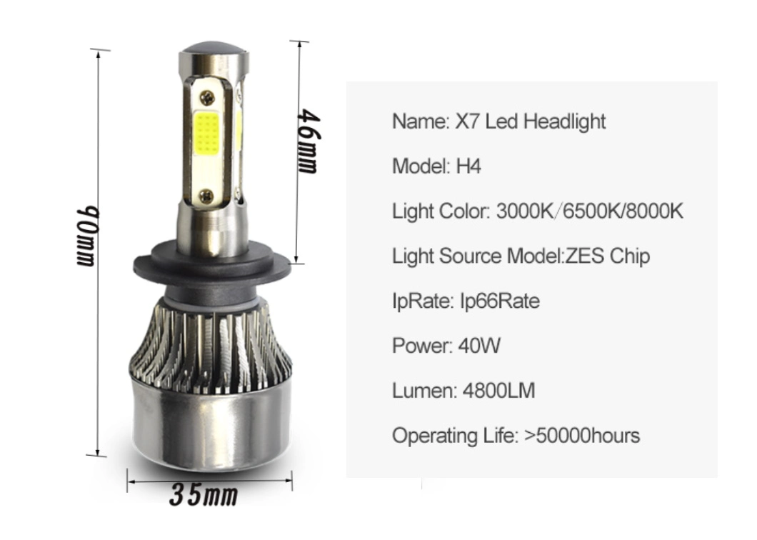 X7 Head Light Kit H1 H3 9005 9006 H7 H4 Car LED Light Headlight Bulb H7