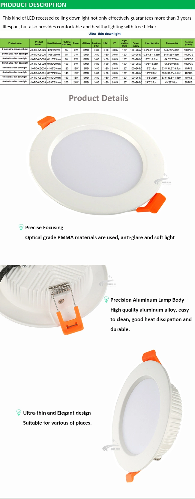 3.5inch Round 10W Ultra-Thin Downlight LED Ceiling/Livingroom/Bedroom/Office Lights