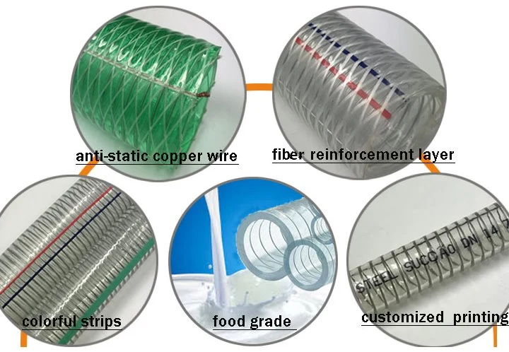 Steel Wire Suction PVC Flexible Tubing High Pressure Heavy Duty UV Chemical Resistant Vinyl Hose