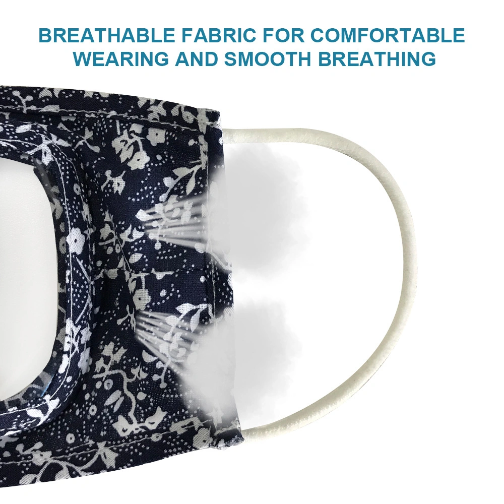 Factory Custom Clear Window, Lip-Reading-Enabled Face Mask, Special Needs Face Masks with Clear View Window at Mouth, Face Mask with Clear Vinyl Mouth Cover