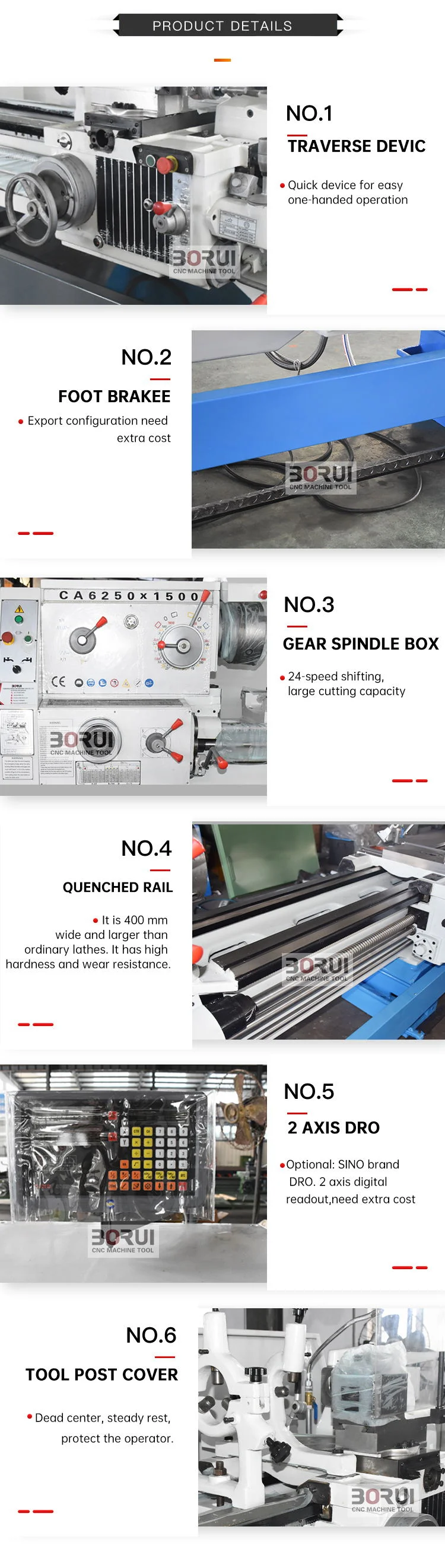 Ca6150/Ca6250 Heavy Precision Lathe Manual Metal Lathe