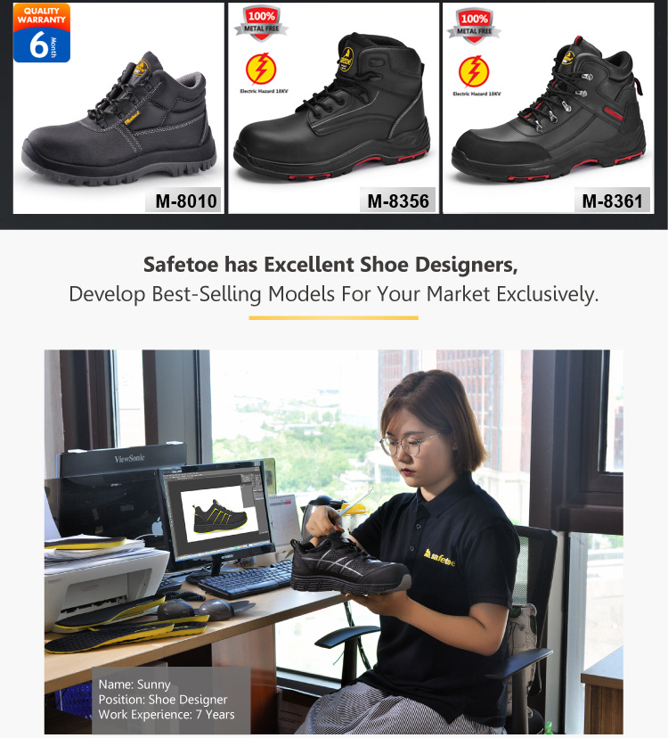 EVA Rubber Outsole Gray Cow Suede Leather Safety Shoes for Work