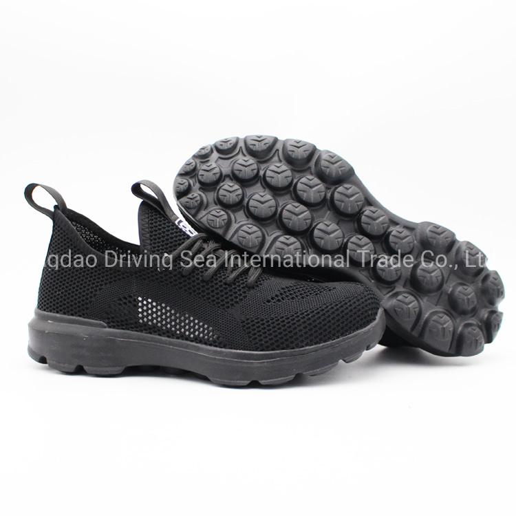 Black Leisure Fashion Flyknit Fabric EVA Sole Safety Shoes/ Work Shoes