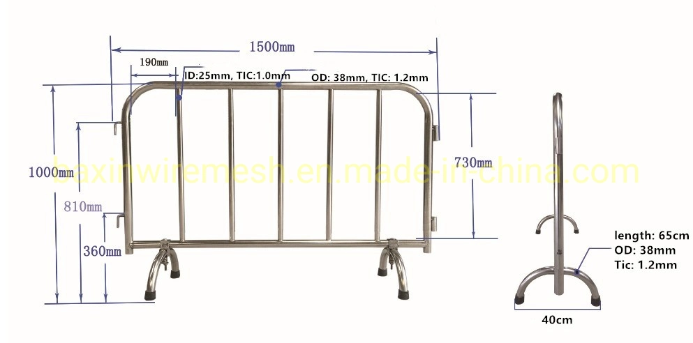 China Factory Galvanized Temporary Interlocking Pedestrian Rod Fence Barrier