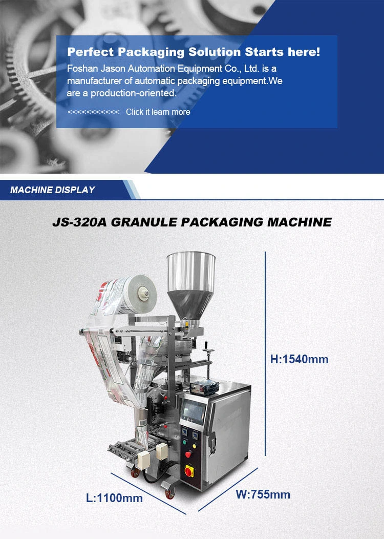 New Design Automatic Cbd Food for Pets Packaging Hemp Seeds Granule Filling Sealing Packing Machine