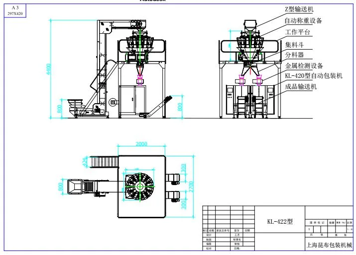 Snack Food Multiheads Weigher Double Line Vffs Packing Machine