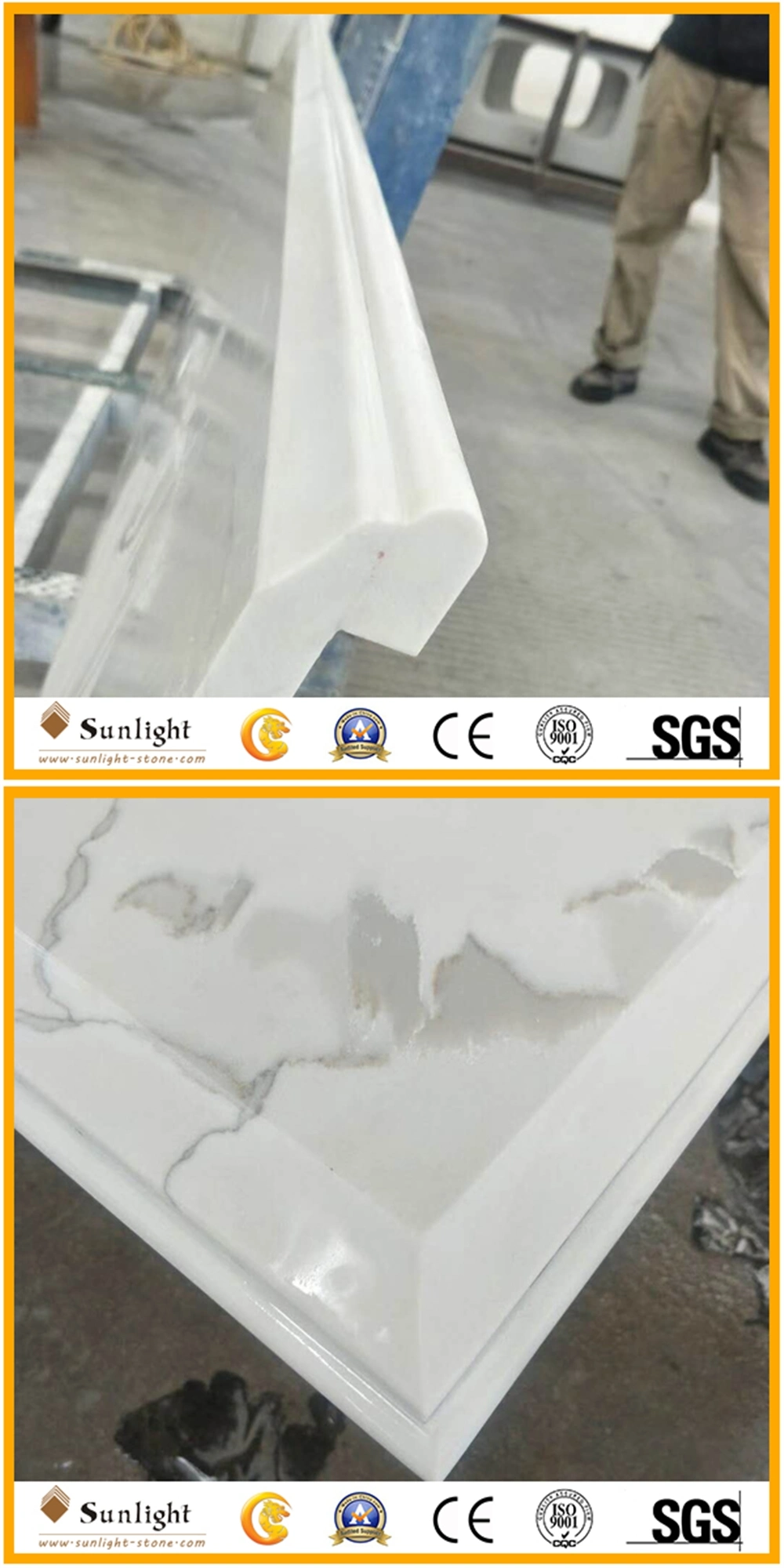 China Hot Sale Building Material Calacatta Quartz Stone for Worktop Tabletops