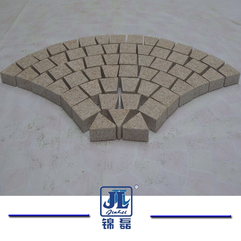 Natural Rough Split Granite Stone Cubic Cobblestone Paver on Mesh for Outdoor Driveway/Walkway Flooring