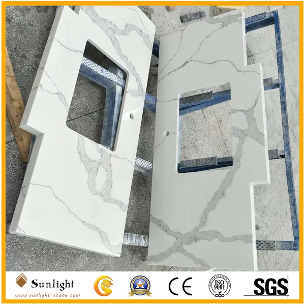 China Hot Sale Building Material Calacatta Quartz Stone for Worktop Tabletops