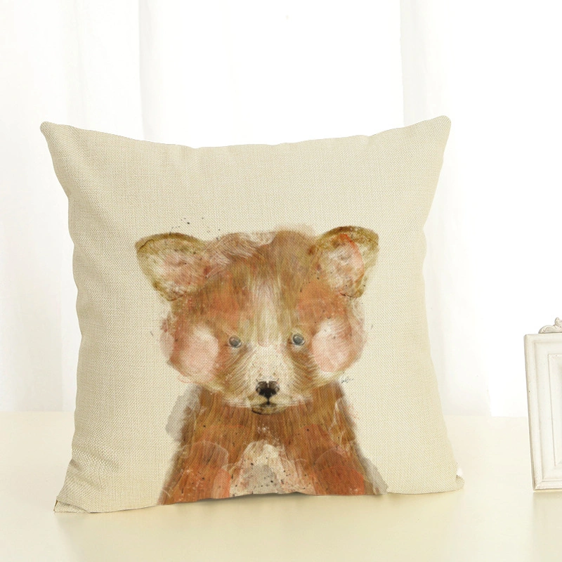 Cartoon Penguin Pink Pig Raccoon Panda Linen Pillowcase Living Room Sofa Digital Printed Cushion Cover