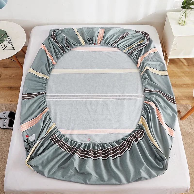 Home Product Wrinkle Comfortable Fitted Cover Cotton Printed for 3PCS Full Bed Linen