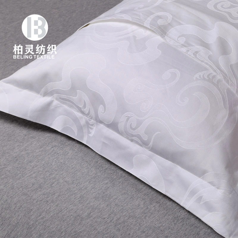 Hotel Bed Linen 40s 60s 80s White Hotel Duvet Bed Cover 100% Cotton Jacquard Design Queen Size Bed Sheet Set