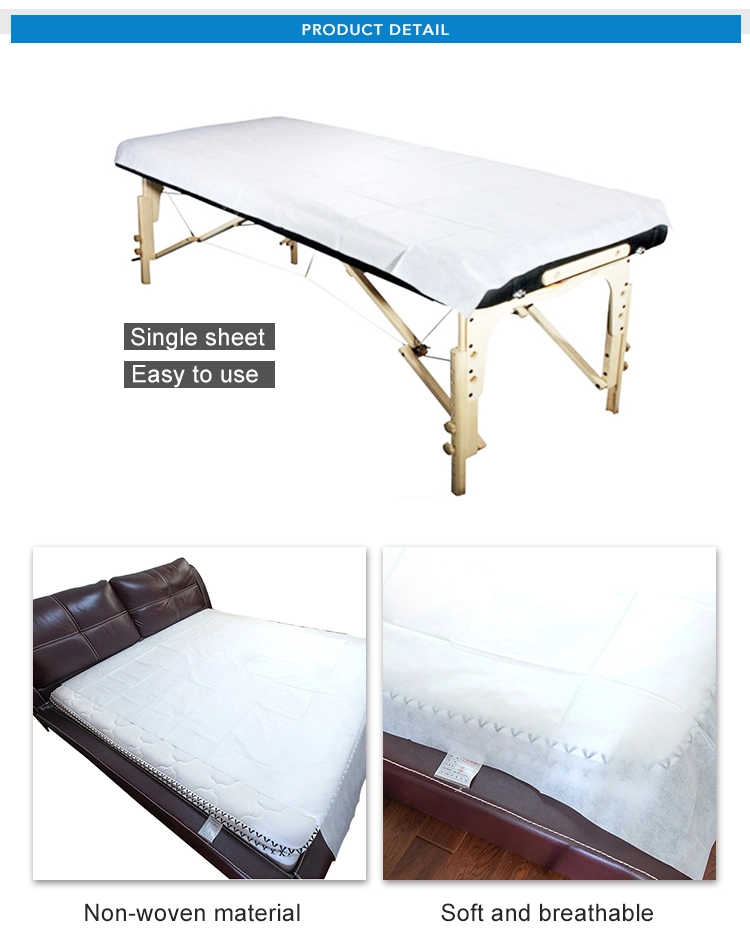 Disposable SMS Non-Woven Bed Sheets and Bed Cover for SPA Beauty Saloon and Medical Use