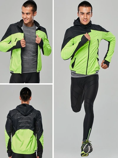 Men Waterproof Night Running Jacket Fashion Windproof Hooded Reflective Sports Jacket