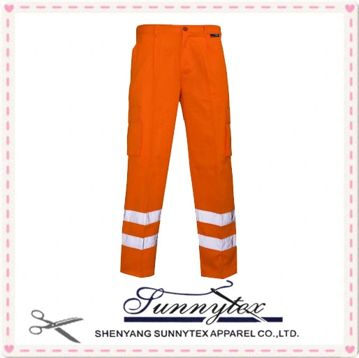 Hi Vis Orange Work Pants Reflective Stripe Worker Safety Uniforms