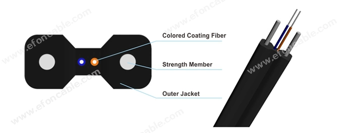 Flame Resistance LSZH Jacket 2core FTTH Cable De Fibra Optica/Indoor Cable