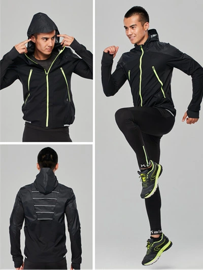 Men Waterproof Night Running Jacket Fashion Windproof Hooded Reflective Sports Jacket