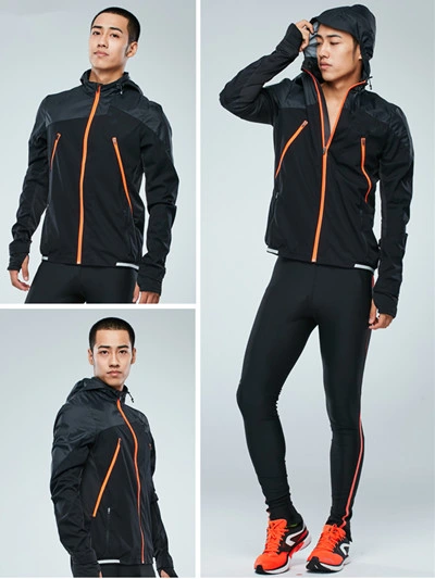 Men Waterproof Night Running Jacket Fashion Windproof Hooded Reflective Sports Jacket