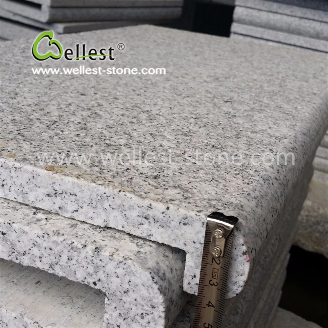 Popular Round Edge Anti-Slip Rough Surface Grey Granite Step Tile Stairway Covering