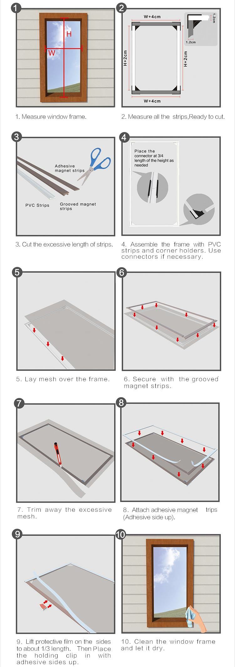 New Convenient DIY Mesh Screen Window Covering with PVC Strips