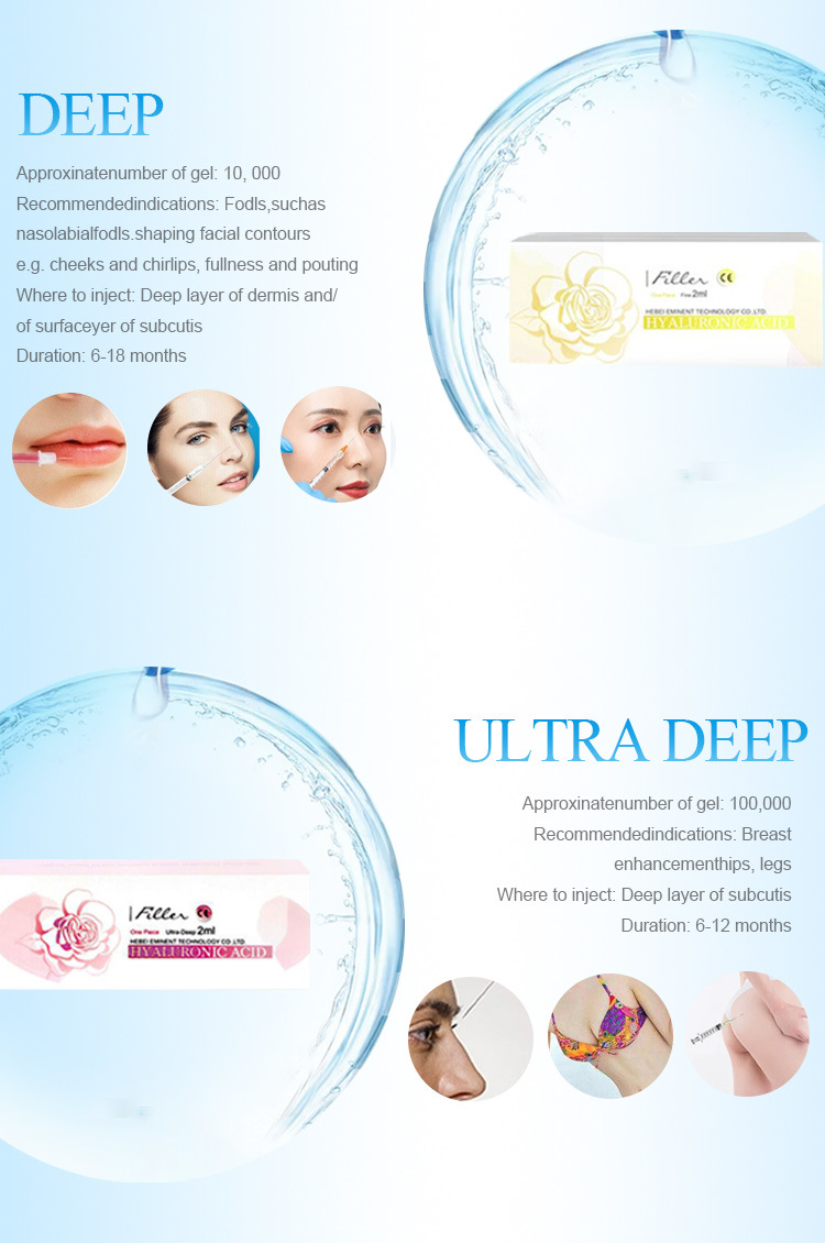 Fine/Derm/Deep/Ultra-Deep 10ml Injectable Filler Hyaluronic Acid Gel