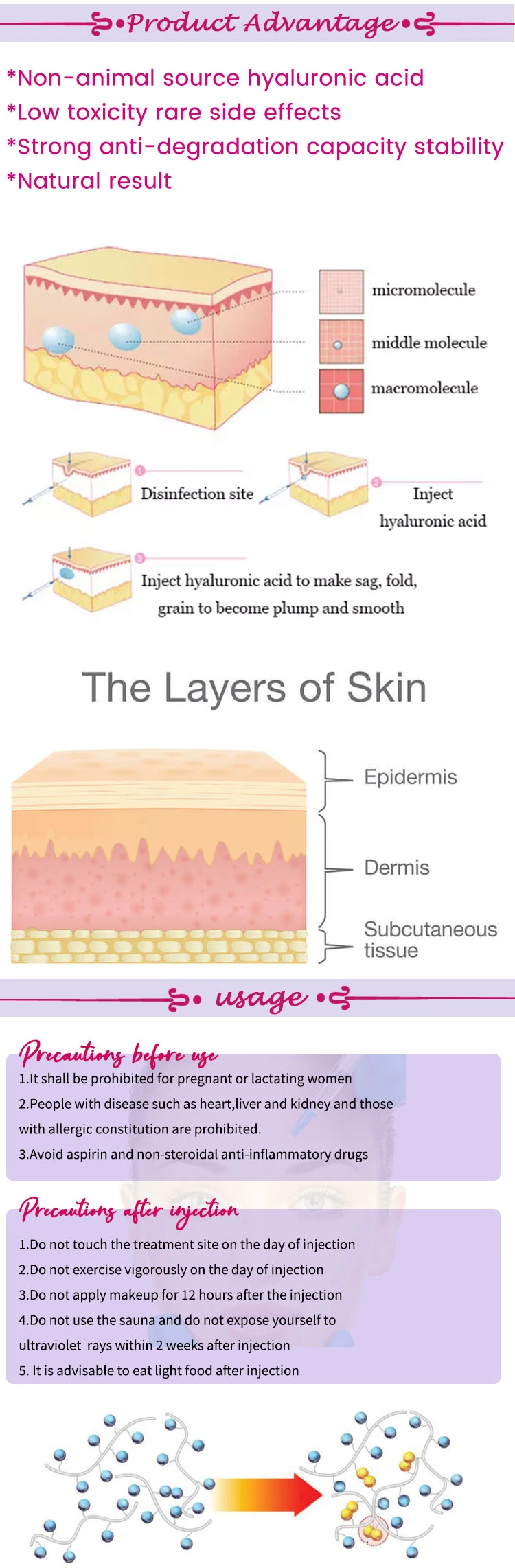 Best Sellers Acido Hyaluronic Injectable Hyaluronic Acid Gel Fillers for Face