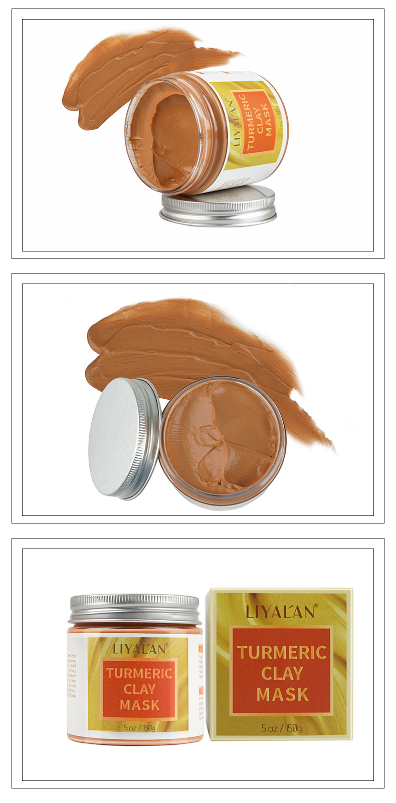 OEM Private Label Skin Care Deep Cleansing Brightening Whitening Anti Wrinkle Turmeric Clay Mud Mask