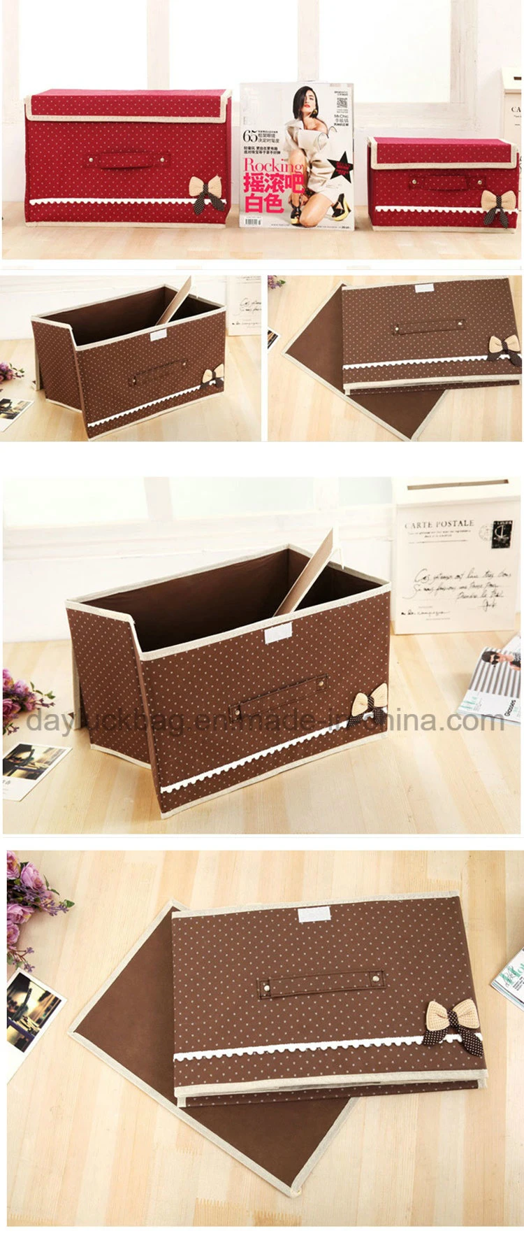 Collapsible Storage Box with Metal Buckle Fabric Home Organization