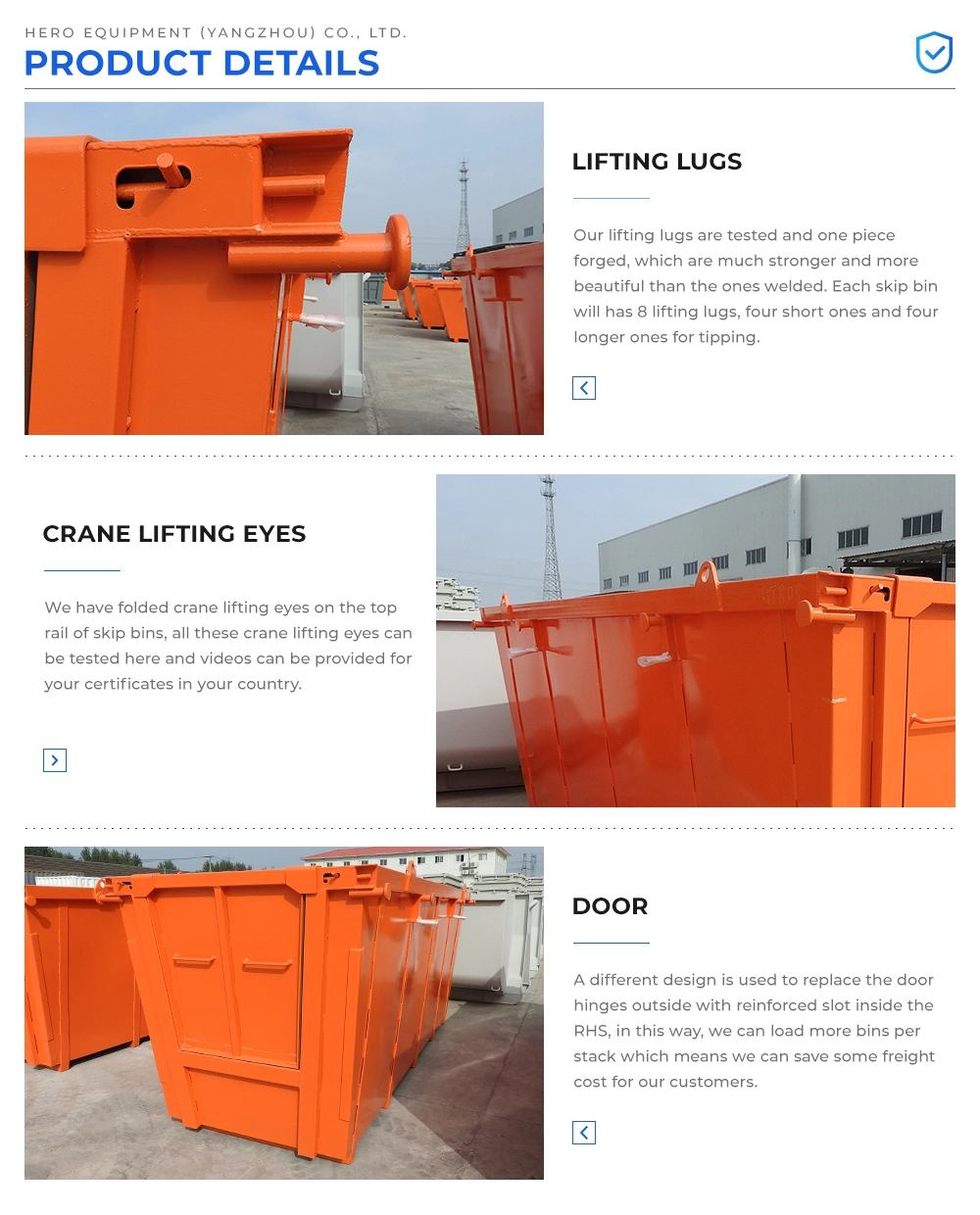 6m Customized Mobile Recycling Waste Skip Bins