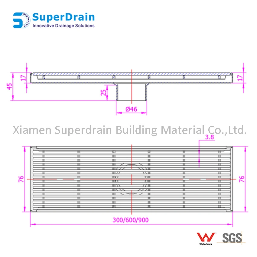 Suditek Stainless Steel Slimline Shower Floor Drain for Bathroom Pool Kitchen