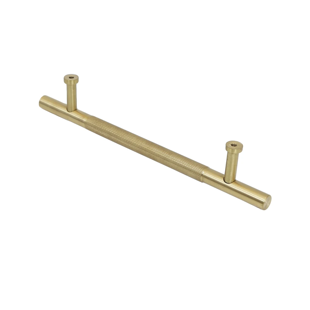 Gold Brass Knurling Door Pull Cupboard Drawer Handle and Knobs for Furniture