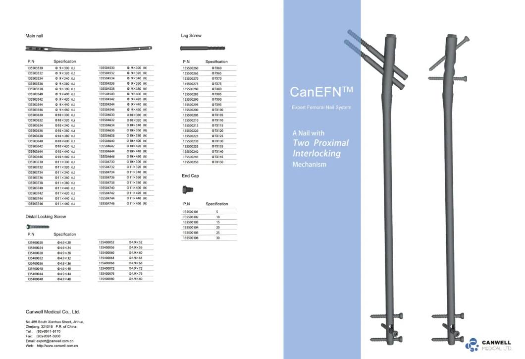 Proximal Expert Femoral Nail, Orthopedic Femur Intramedullary Implant