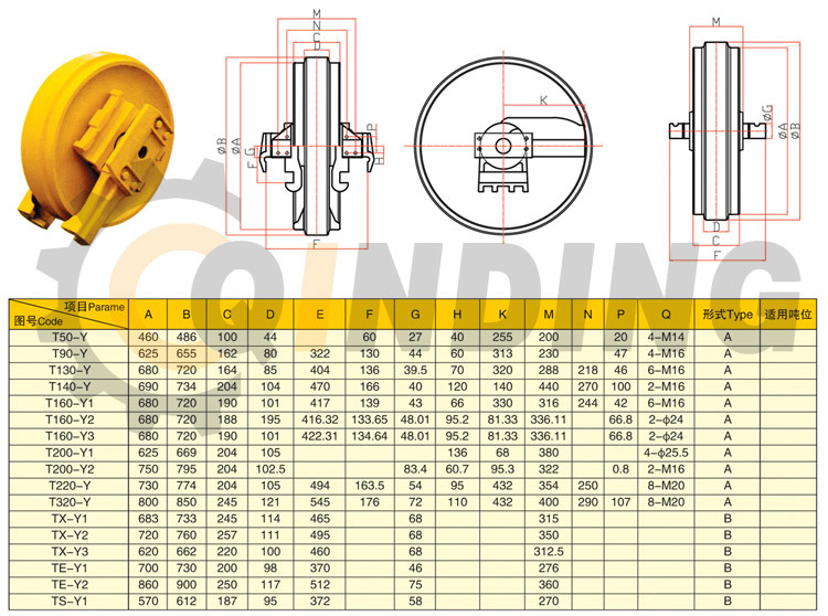 Komatsu Bulldozer Parts D20 Undercarriage Part Front Idler